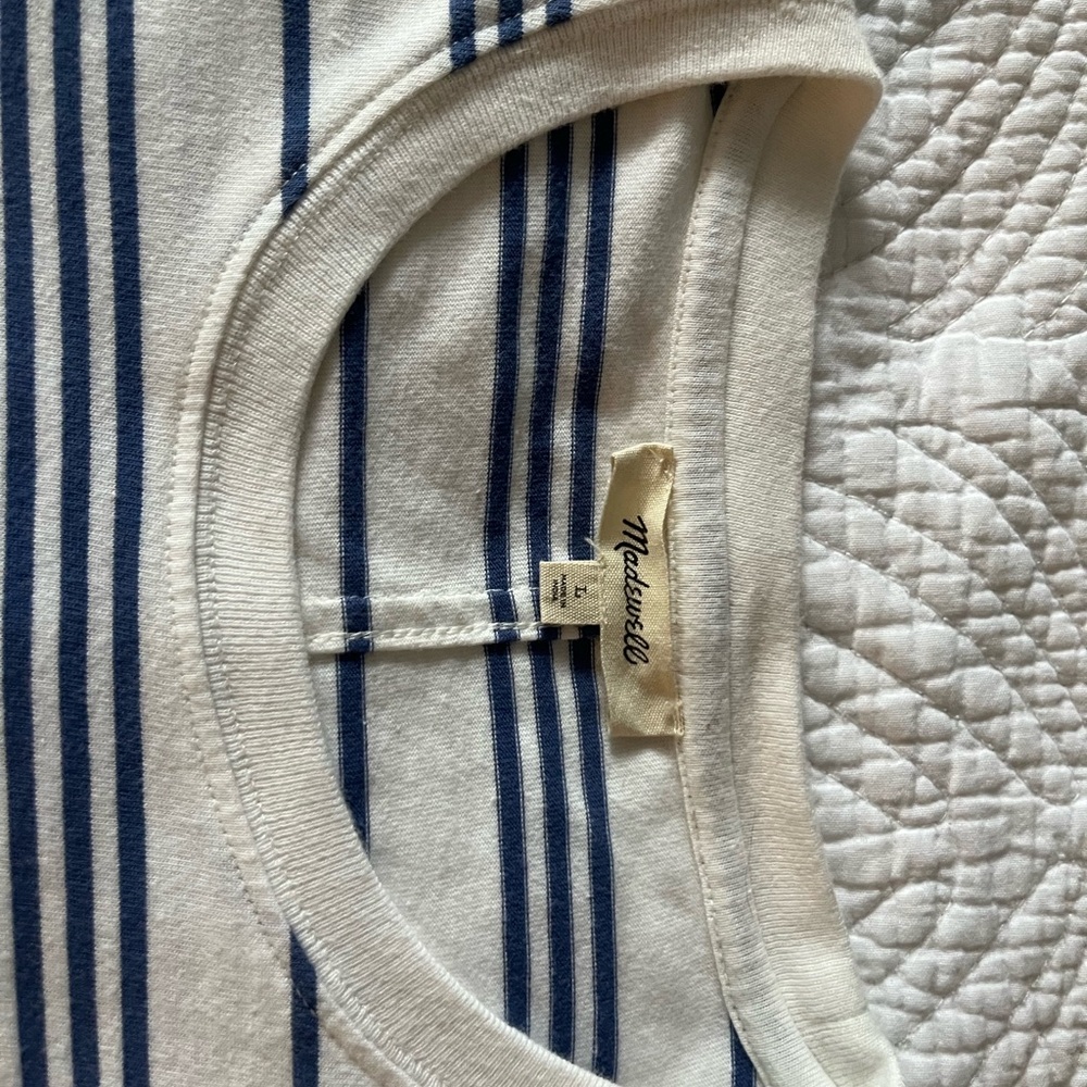 Madewell Blue and White Striped Short Sleeve Tee
